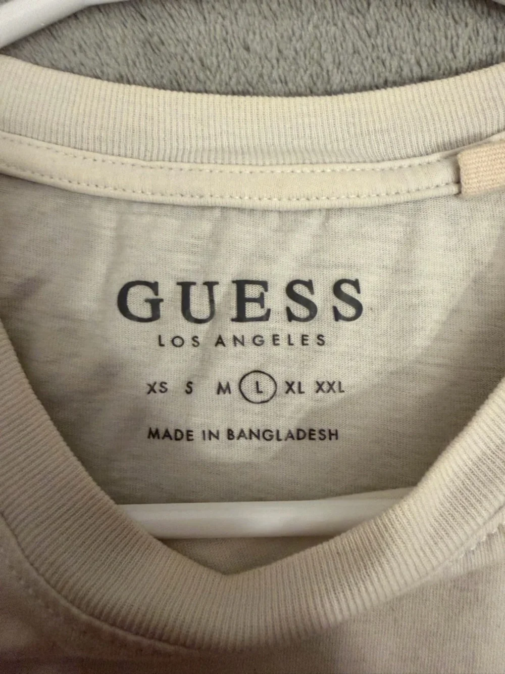 GUESS White Short Sleeve Tee with Silver Sequin Logo - Picture 2 of 3